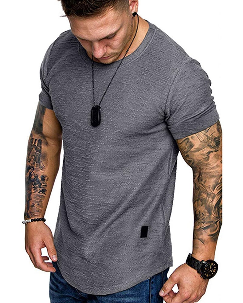 Uni Clau Fashion Mens T Shirt Muscle Gym Workout Athletic Shirt Cotton Tee Shirt Top - Image 1